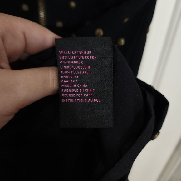 Vtg Betsey Johnson Womens Dress Black Denim Studded Zip Strapless Y2K 90s Sz 4 S - Picture 10 of 10